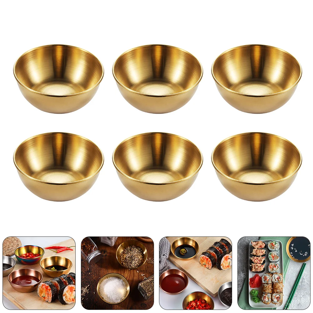 

6 Pcs Dish Seasoning Vegetable Oil Bowls Stainless Steel Household Bone Condiment Tray Food Stack-able