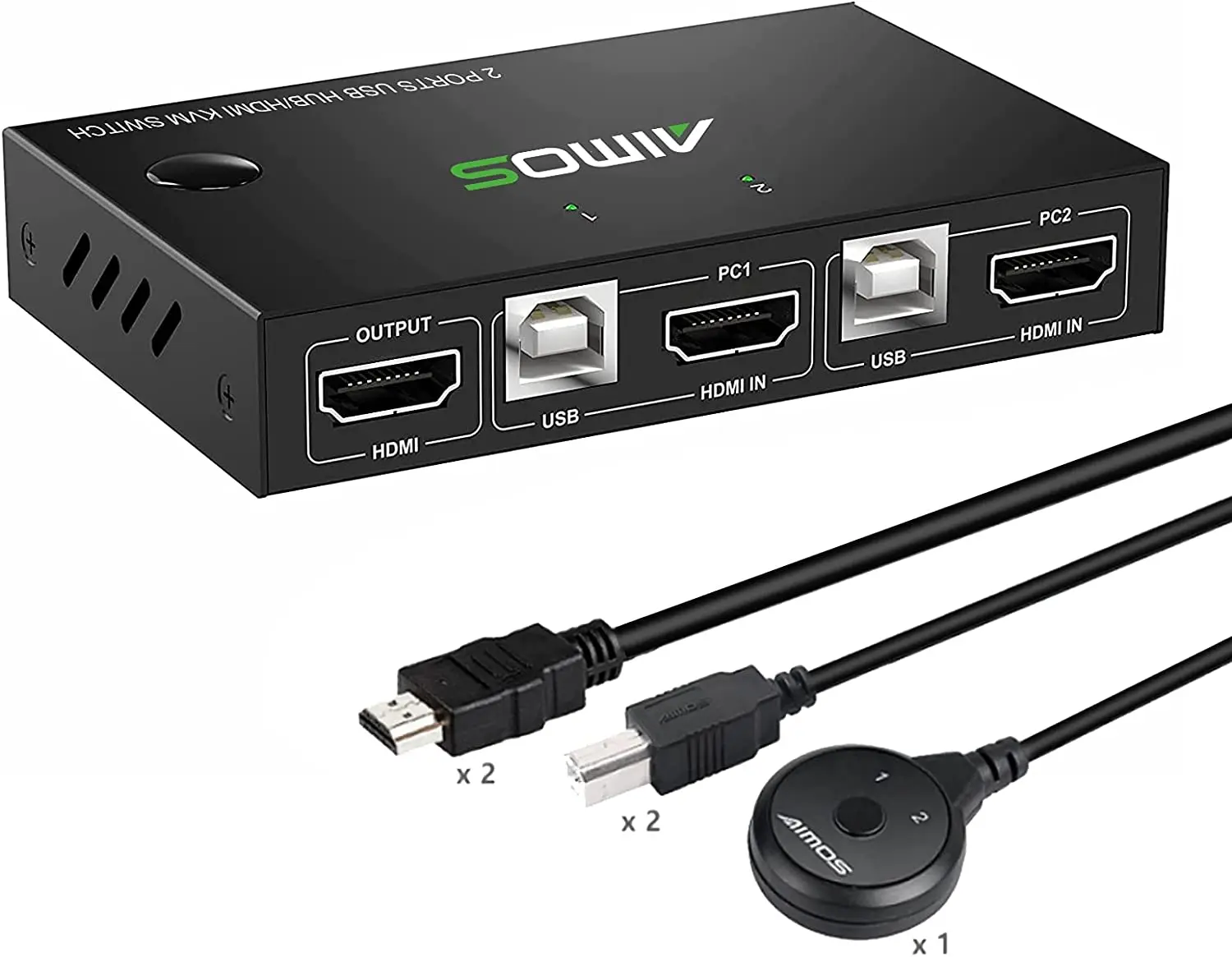 KVM-переключатель HDMI с 2 портами, AIMOS USB и переключатели HDMI 4, 4K @ 30 Гц, для 2 компьютеров, мыши и одного HDTV