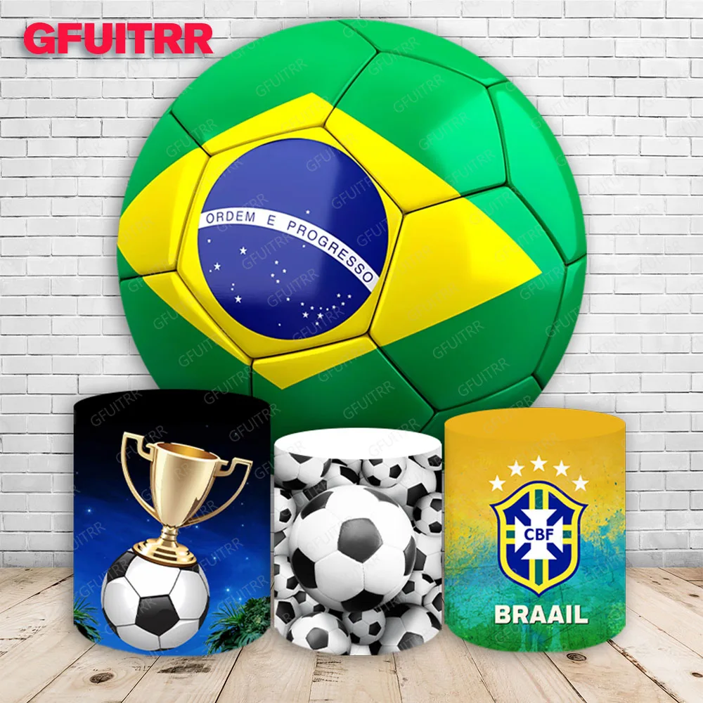 Круглый фон для фотосъемки с изображением футбольного мяча Бразилии детского