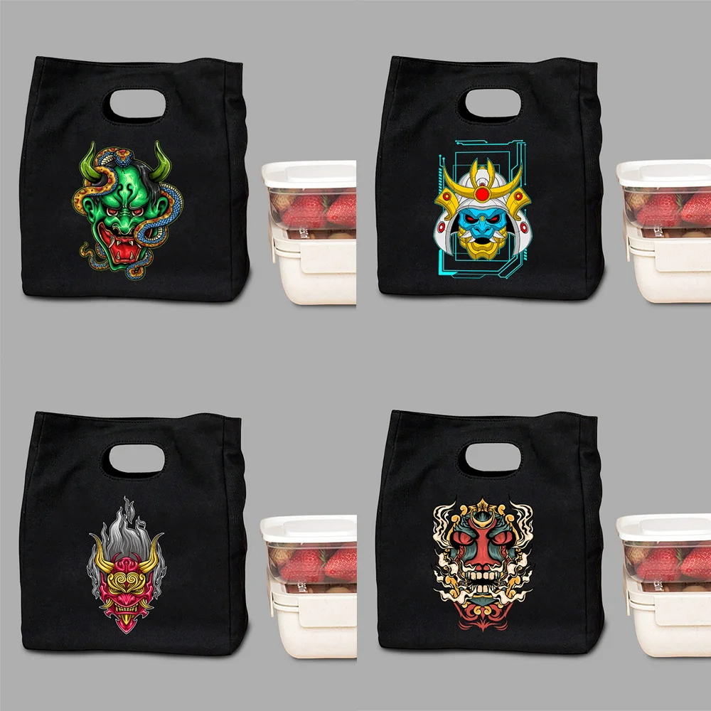 

Portable Women's Lunch Bag Food Cooler Storage Handbag Diner Container Thermal Bento Pouch Monster Pattern Picnic Lunchbox Tote