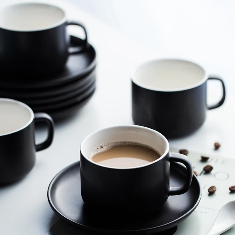 

Керамическая матовая кофейная чашка и блюдце RELMHSYU в скандинавском стиле, чашка для послеобеденного чая, воды, кружка для кофе, молока, посуд...
