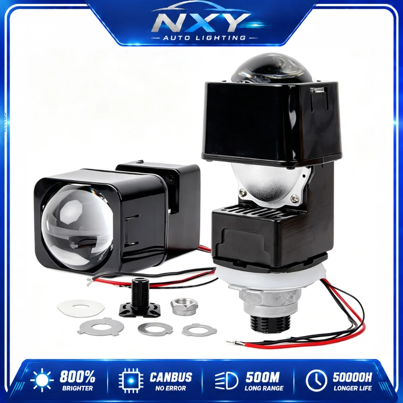 Фото Модуль Bi-LED проектора NXY NX46 1,5 дюйма, линза для фар Hi/Lo, для модификации фар автомобиля, мотоцикла, электровелосипеда, авиационный алюминий №1
