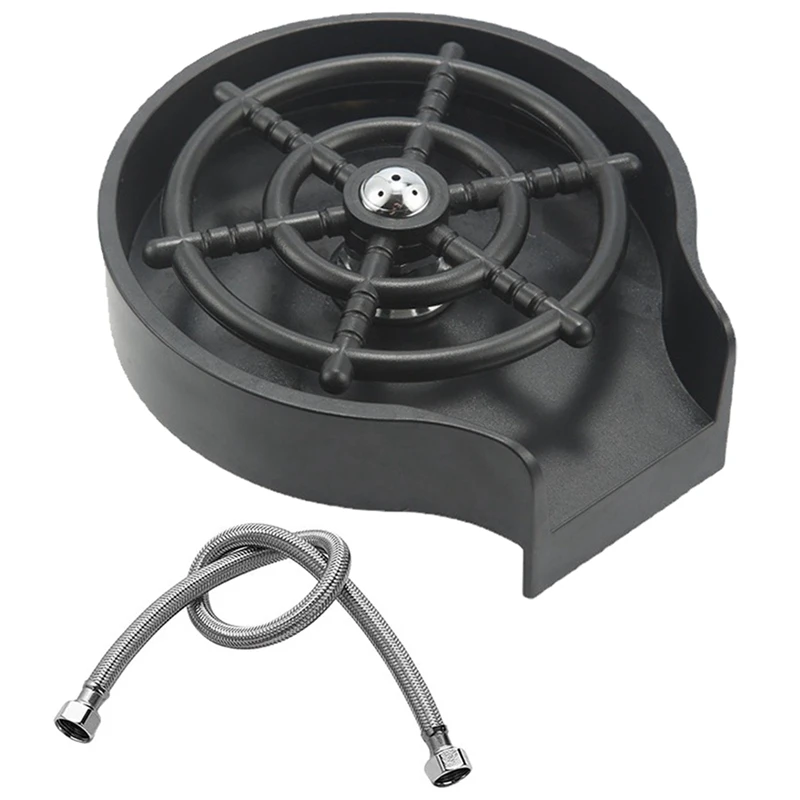

Automatic Glass Rinser Bar Coffee Cup Cleaner Kitchen Sink Pitcher Washer Black