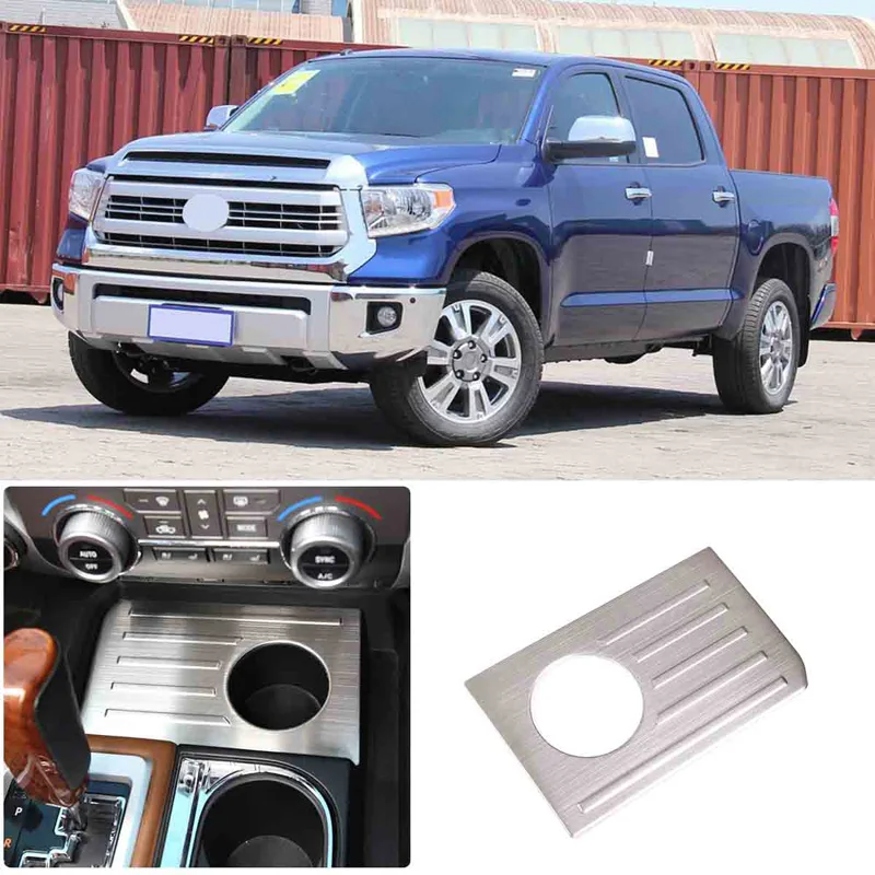 

Для 2015-2021 Toyota Tundra держатель передней чашки панель наклейки блестки нержавеющая сталь серебряные автомобильные аксессуары
