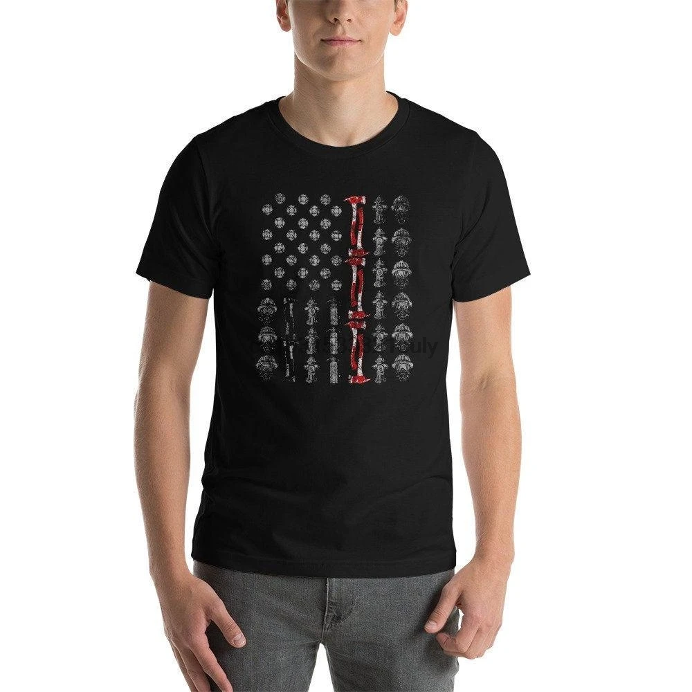 

TX American Flag Firefighter T shirt Firefighter Fireman Shirt Thin Red Line Flag Fire Truck Hydrant Flag Vintage Style Shirt