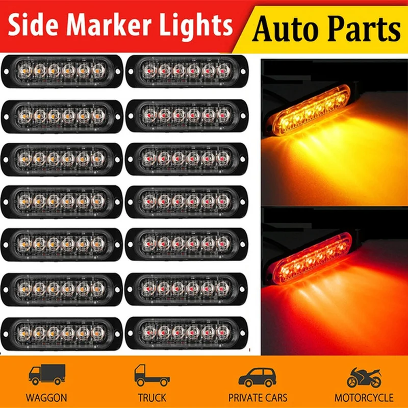 

12-24V 6LED Slim Flash Light Bars Car Vehicle Emergency Warning Strobe Lamps