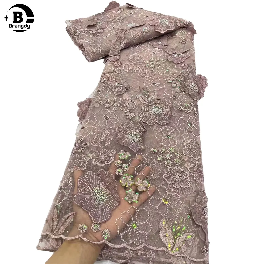 Высококачественная африканская молочная шелковая кружевная ткань Модный 3D