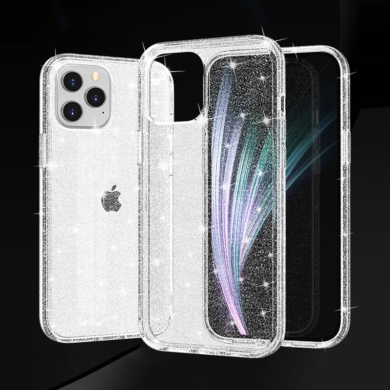 

For iPhone 7 6 8 Plus Case Luxury Glitter Bling Transparent Soft TPU Silicone Clear Cover For iPhone 11 12 Pro X XR XS Max Coque