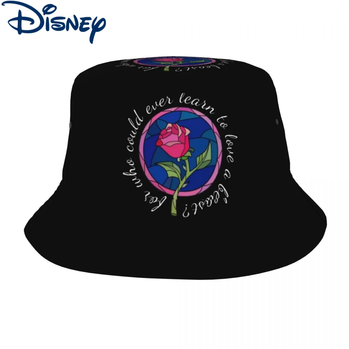 

Spring Picnic Headwear Beauty And The Beast Rose Flower Bob Hats Men Women Sun Hats Disney Bob Fishing Fisherman Caps Camping