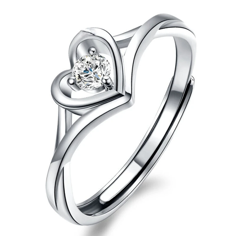 

Crystal Rings Silver Adjustable Finger Ring Wedding Open Rings Joint Rings Fashion Jewelry Gift for Women and Girls