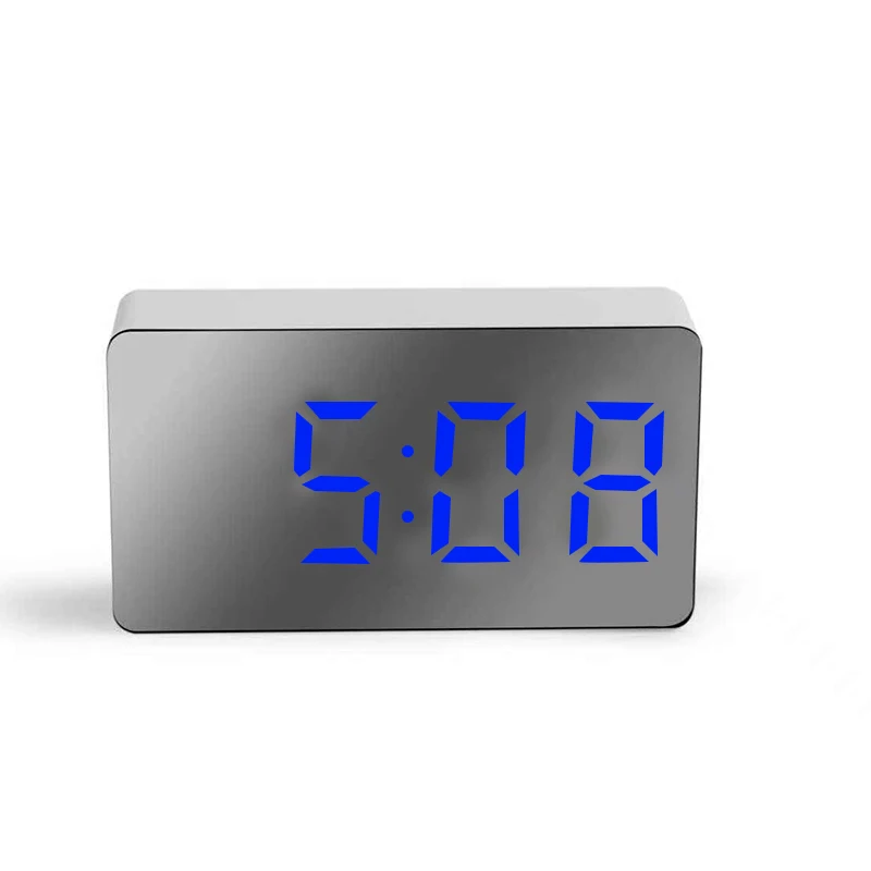 LED Mirror Table Clock Digital Alarm Mini Home Decorative Electronic Digital Alarm Display Time Night Light Desktop USB Clock