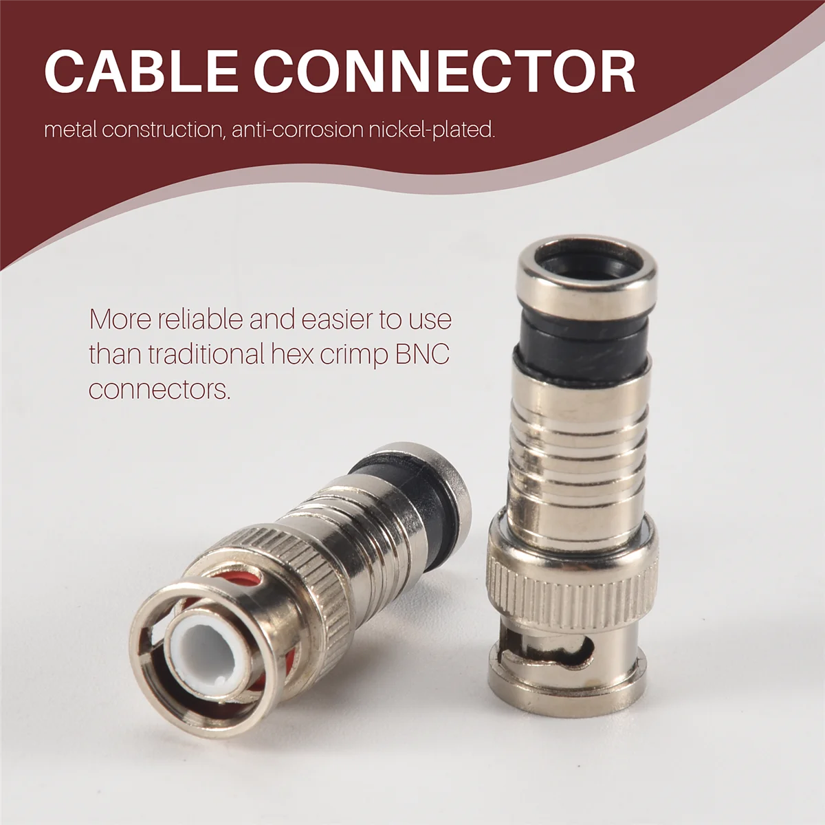 10-компрессионный разъем BNC для коаксиального кабеля RG59 камер видеонаблюдения