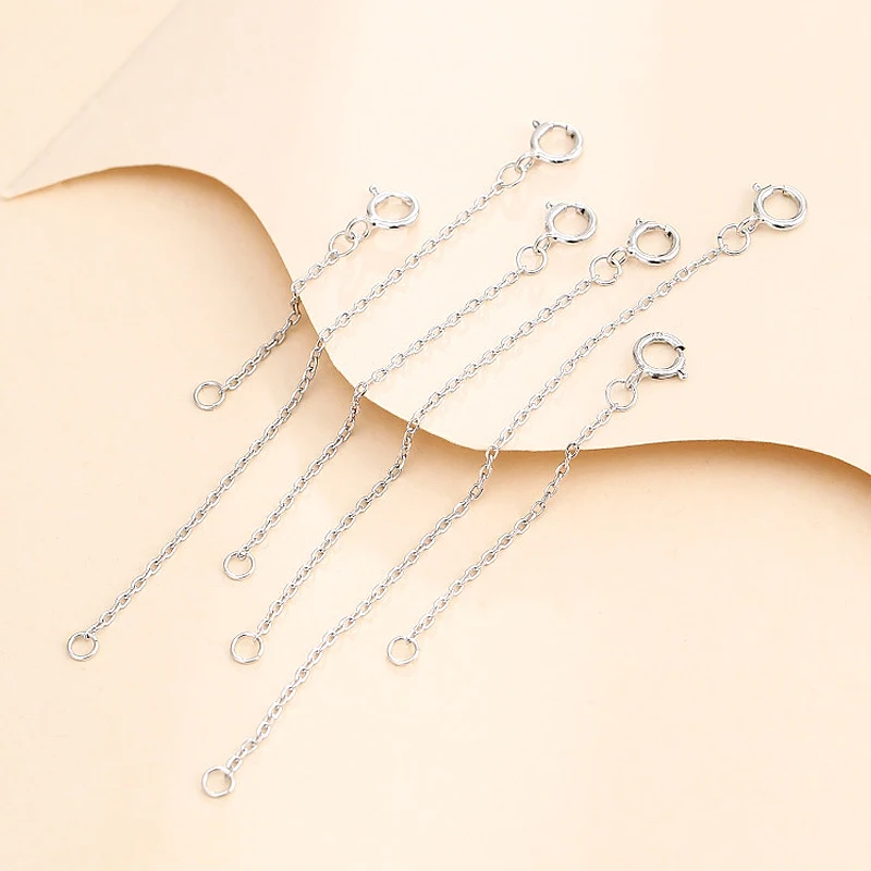 925 Silver 2/3/4/5/7cm Gold Extension Tail Chain Spring Clasps Connector For DIY Jewelry Making Findings Bracelet Necklac