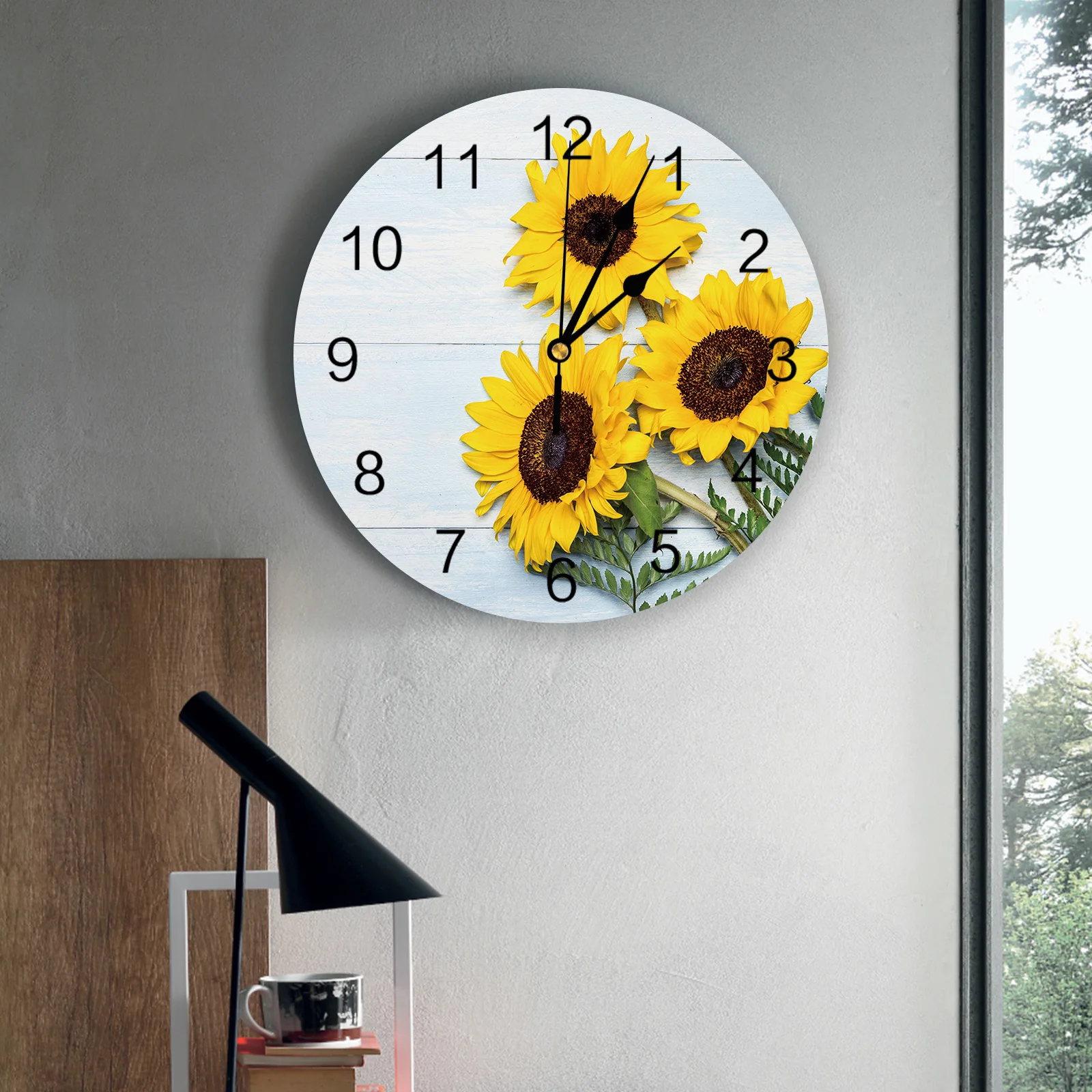 Настенные часы в стиле ретро с изображением листьев подсолнуха |
