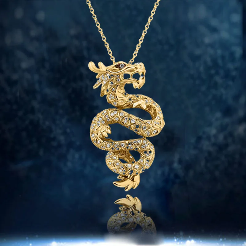 

Dragon Necklace Exquisite Personality Classic Fashion Pendant Jewelry Animal Pendant Holiday Birthday Gift For Dad Boy Men
