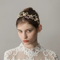 o044 vintage bridal hairwear crystal pearl ribbon bridesmaid handmade headband women pageant festival gift tiara wed accessories