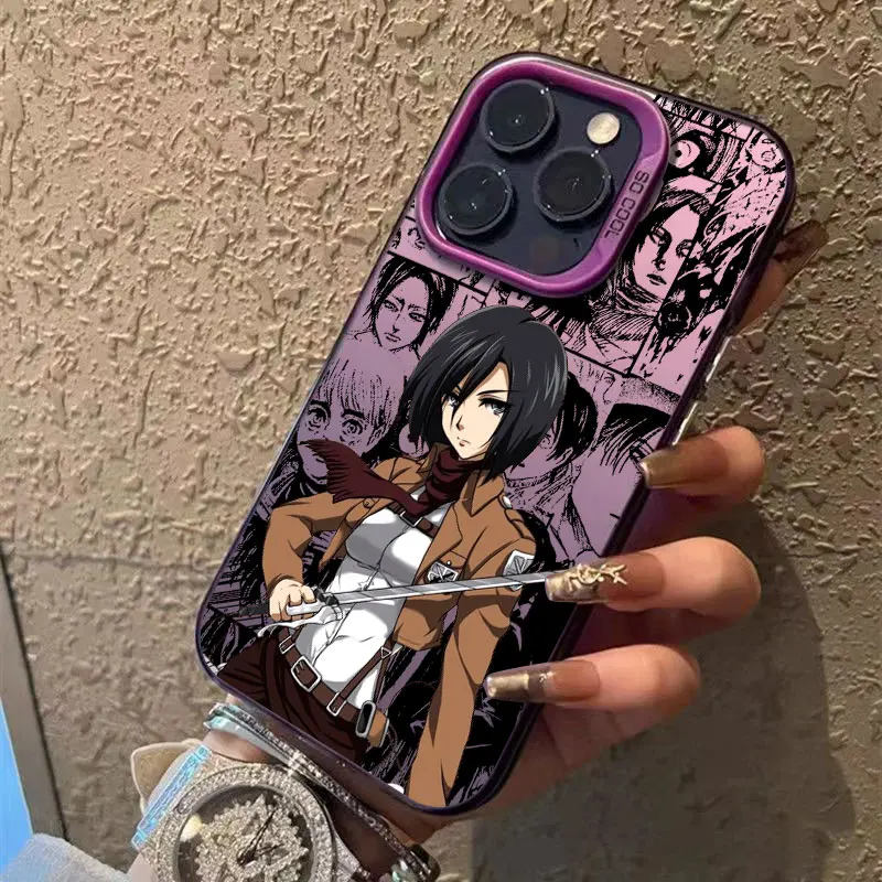 Фото Чехол для телефона Eren Mikasa Attacks on Titans для iPhone 13 14 15 16 17 Pro Max Plus 16e 17E 17 Air 11 18 Pro, противоударный чехол-накладка №4