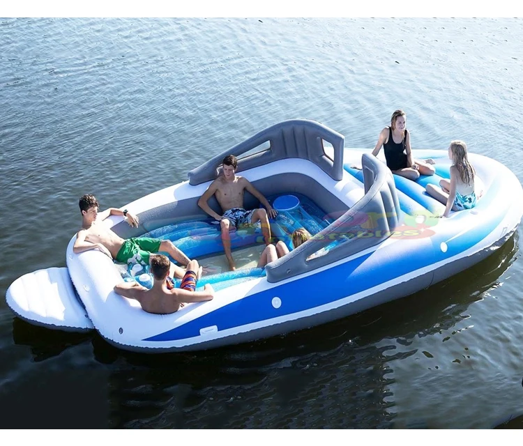 

10 person party fun island inflatable water floating playground blow up water islands
