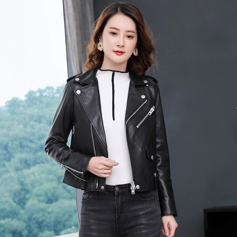Fashion Real Sheepskin Coat Women Winter Clothes 2022 Korean Streetwear Moto Genuine Leather Jacket Female Chaqueta 1724