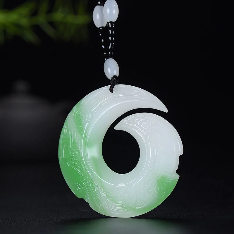 Резной зеленый Нефритовый дракон крючок рунистая подвеска китайское ожерелье
