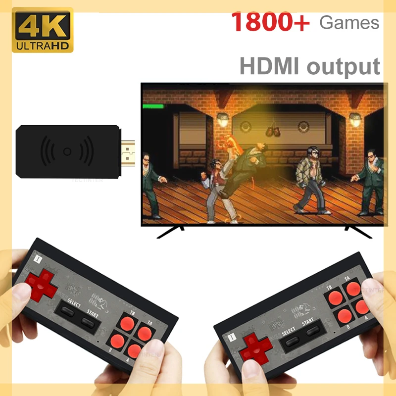 

Game Console Handheld Game Player Mini Game Console Built in 1800 Classic 8 Bit Games Dual Wireless Gamepad HD/AV Output
