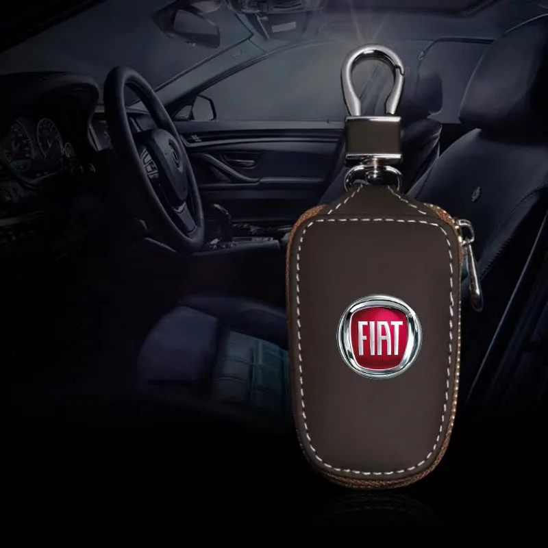 

Leather Car Key Case Cover Shell Fob For FIAT Punto Abarth 500 Stilo Ducato Palio Bravo Doblo Car Accessories