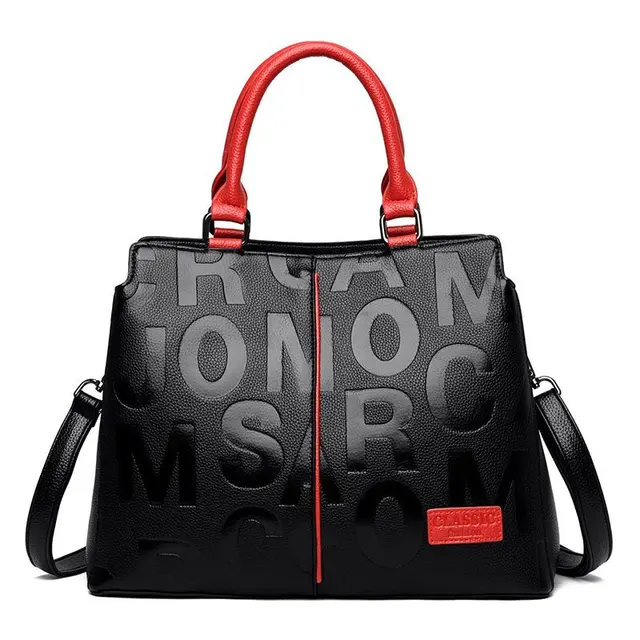 Women Bags Luxury Handbags Designer Fashion Large Capacity Tote Bag Ladies PU Leather Letter Shoulder Bags Black Shopper Handbag 1