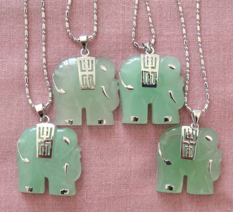 

Natural Green Jade Elephant Pendant Necklace AAA Grade