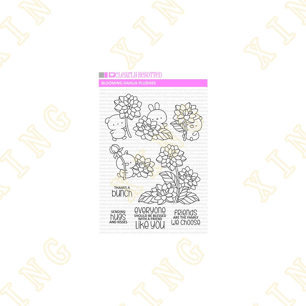 

Dahlia Plushies Metal Cutting Dies Clear Stamps Scrapbook Diary Secoration Embossing Stencil Template Diy Greeting Card Handmade
