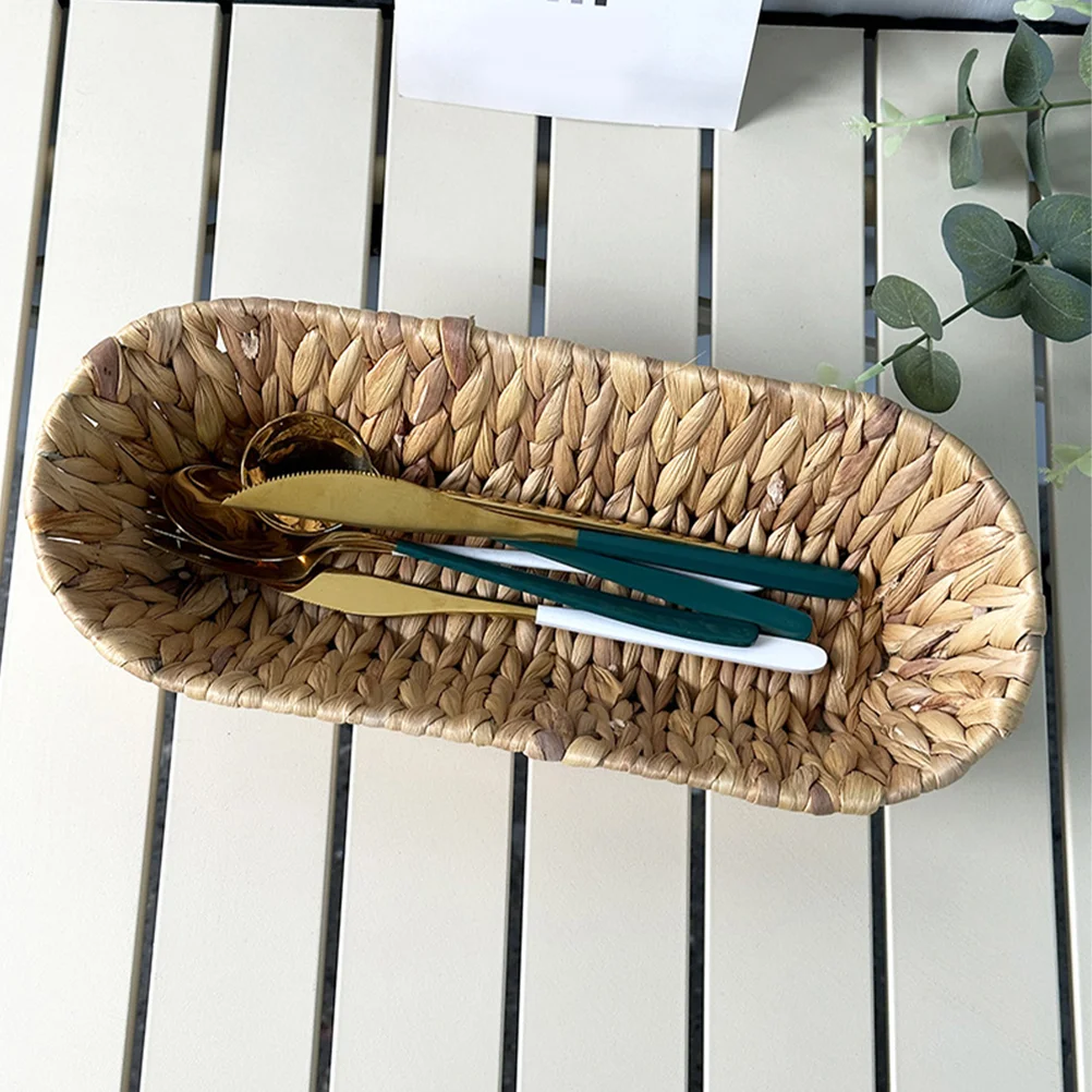 

Woven Food Basket Multi-function Storage Tray Desk Simple Loaf Pans Holder Bread