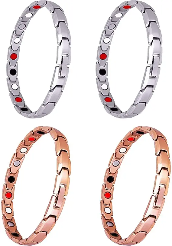 

4pcs Magnetic Bracelet Lymph Drainage Therapeutic Detox Slimming Bracelet Retro Creative Bracelet Promotes Blood Circulation