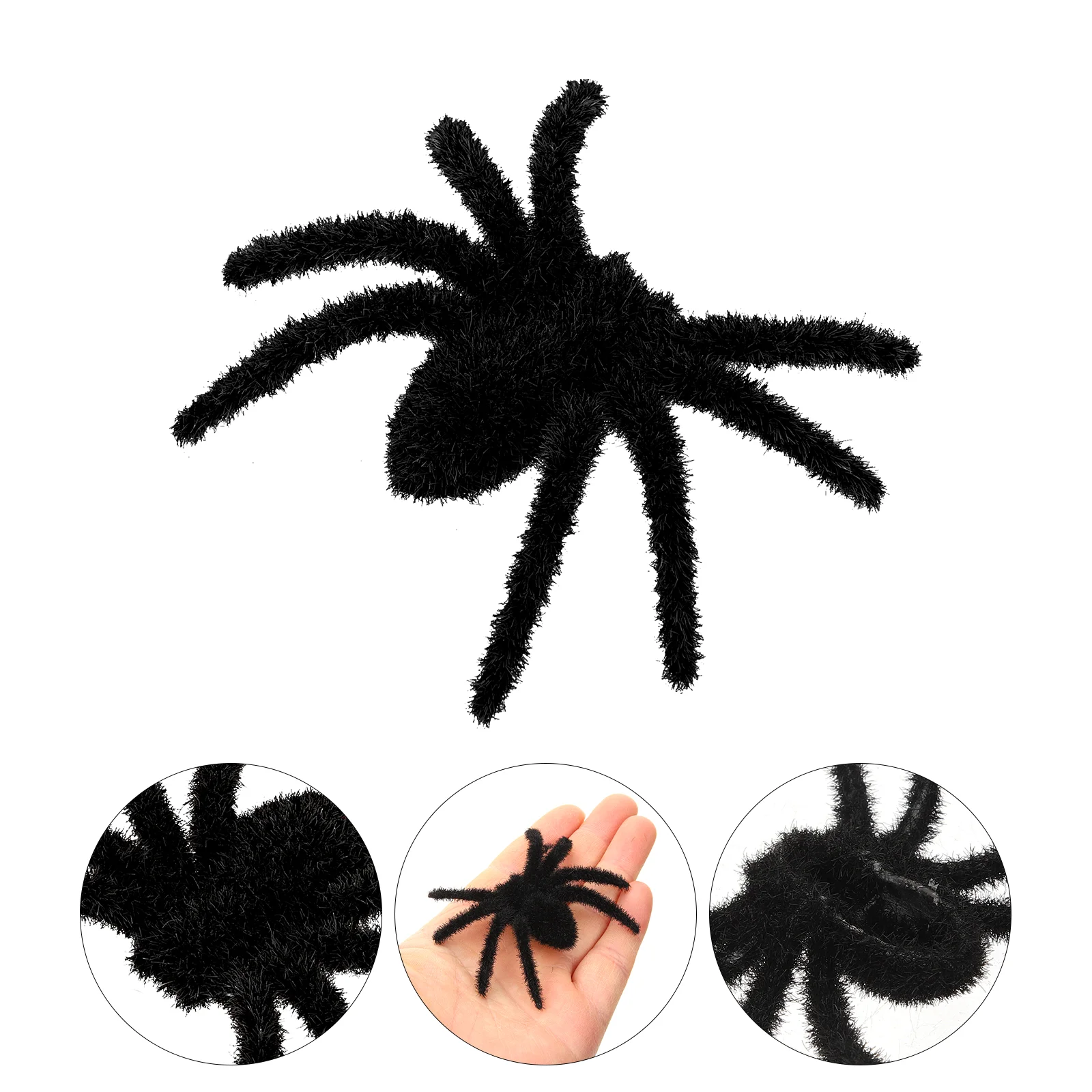 

12 Pcs Spider Props Plastic Outdoor Playsets Halloween Decorations Indoor Creepy Giant Furry Flocking Accessory Party
