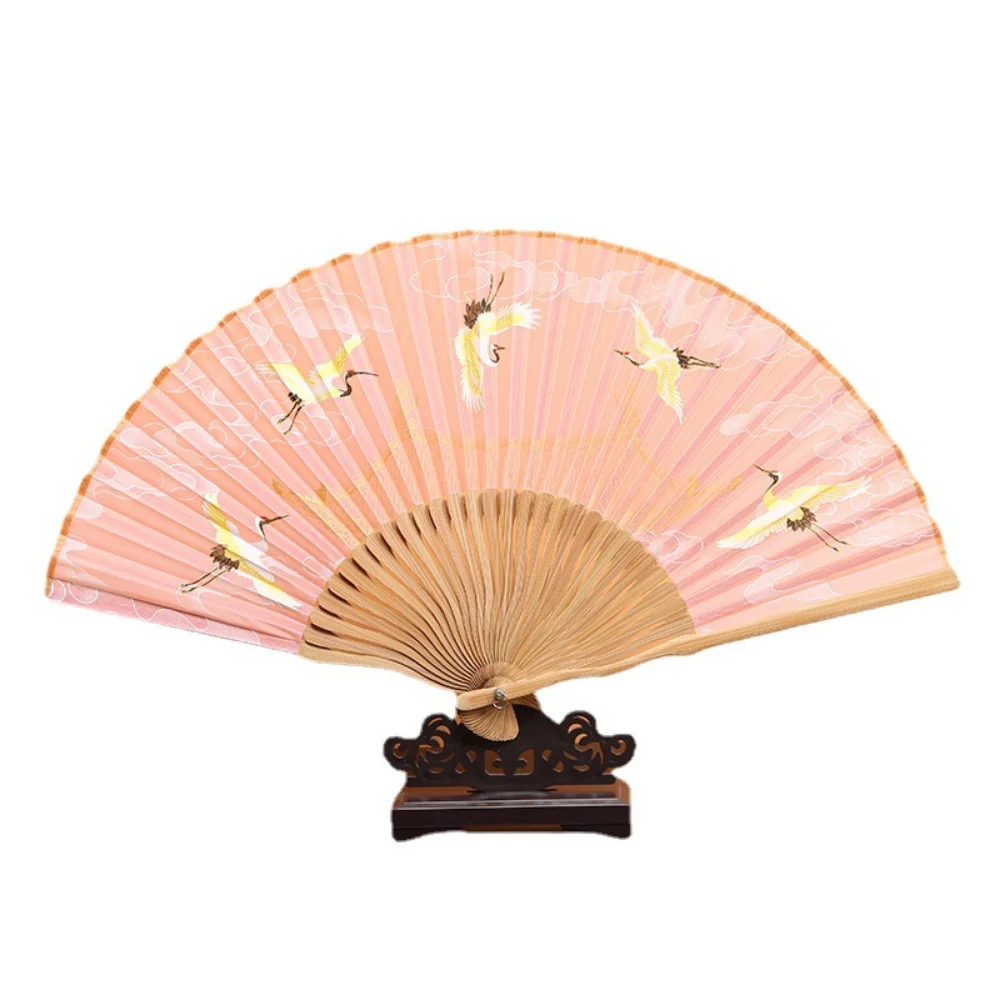 

Raymeel Portable Crane Folding Fan Retro Art Craft Accessories Chinese Style Home Decoration Ornament Dancing Festival Fan Gift