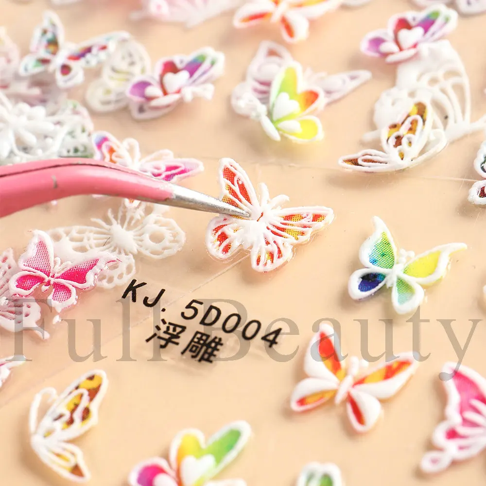 

Nail stickers ins5D relief stereo color variety of butterfly glue nail stickers
