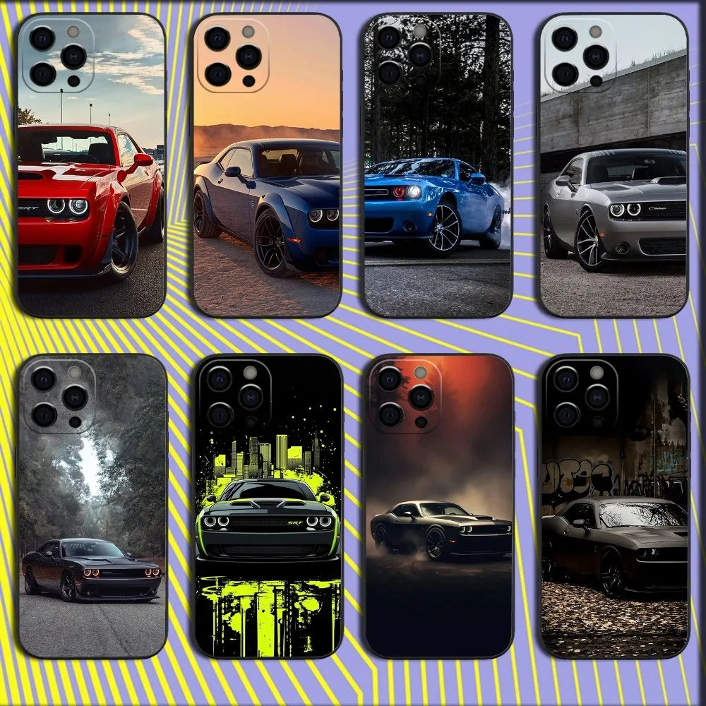 D-Dodge Car Challenger S-SRT Phone Case For iPhone 16 15 14 13 12 11 Pro X XS Max XR Plus Mini Soft Black Cover