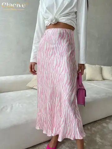 Clacive Fashion Slim Print Women'S Skirt 2023 Bodycon High Waist Midi Skirts Streetwear Elegant Classic Skirt Female Clothing