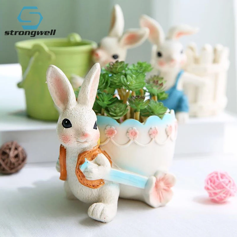 

Strongwell Home Office Decoration Succulent Flower Pot Resin Flower Pot Bunny Pot Creative Desktop Garden Ornament Planter