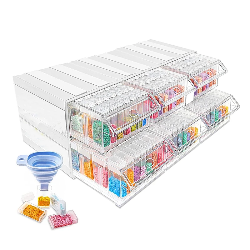 

Storage Containers For Diamond Painting Accessories, 4 Packs Stackable Craft Storage Organizers 210 Slots Individual Box