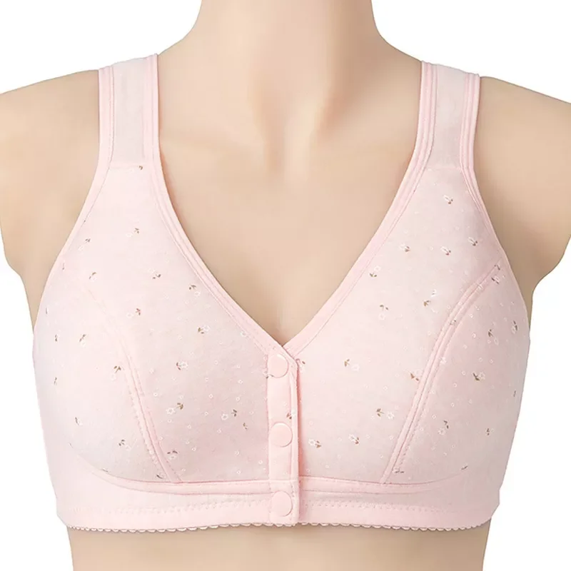 

Soft Cotton Front-Close Bralette Size 38-46 B C D Cup Bra Large Size Middle Age Women Everyday Wear