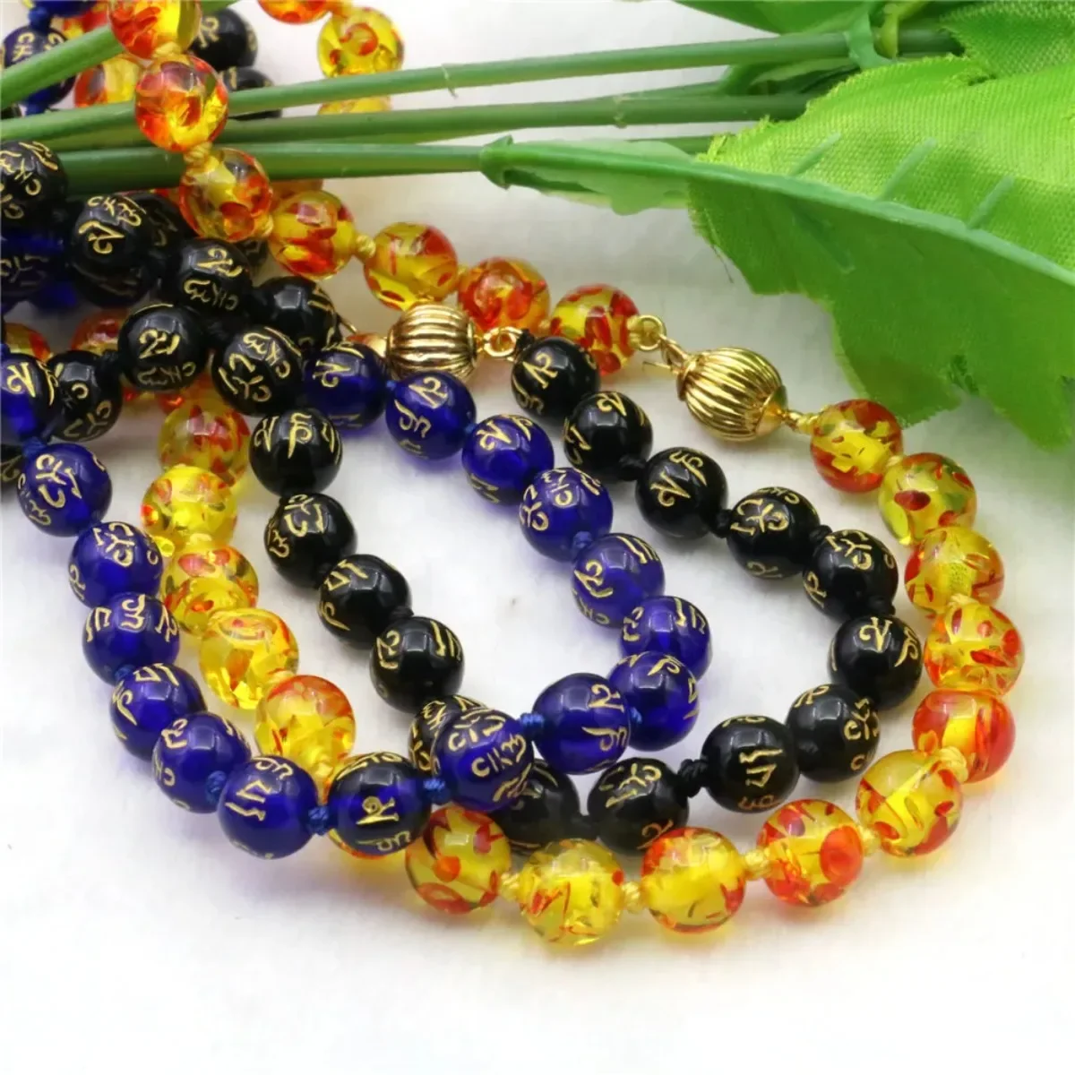 YOUCAIHUA JEWELRY Черное синее золотистое ожерелье из каучука 8 мм