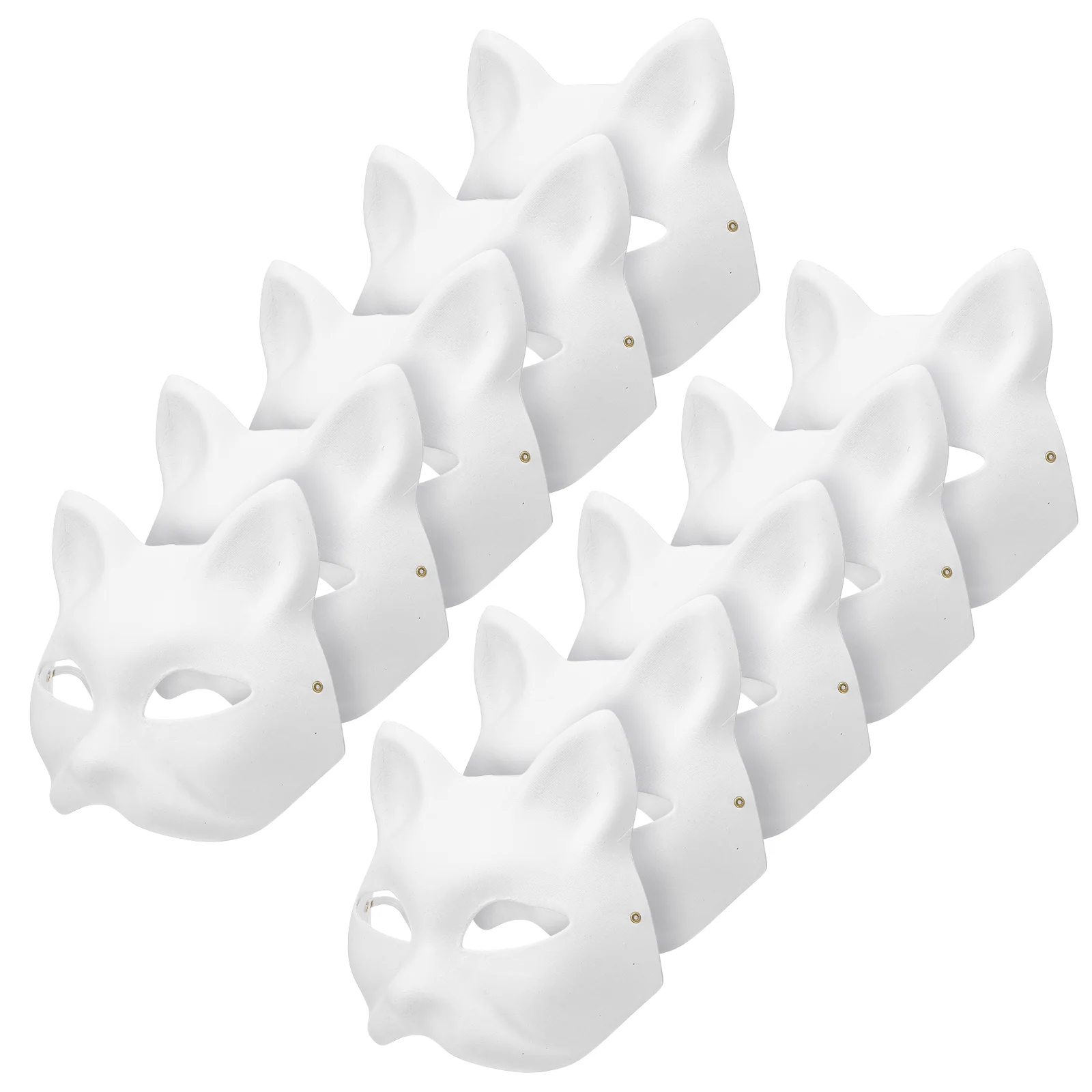 

Blank Cat 10Pcs White Cat Masqueraade DIY Unpainted Masquerade for Kids Birthday Party Favors Decorating Craft Therian mask