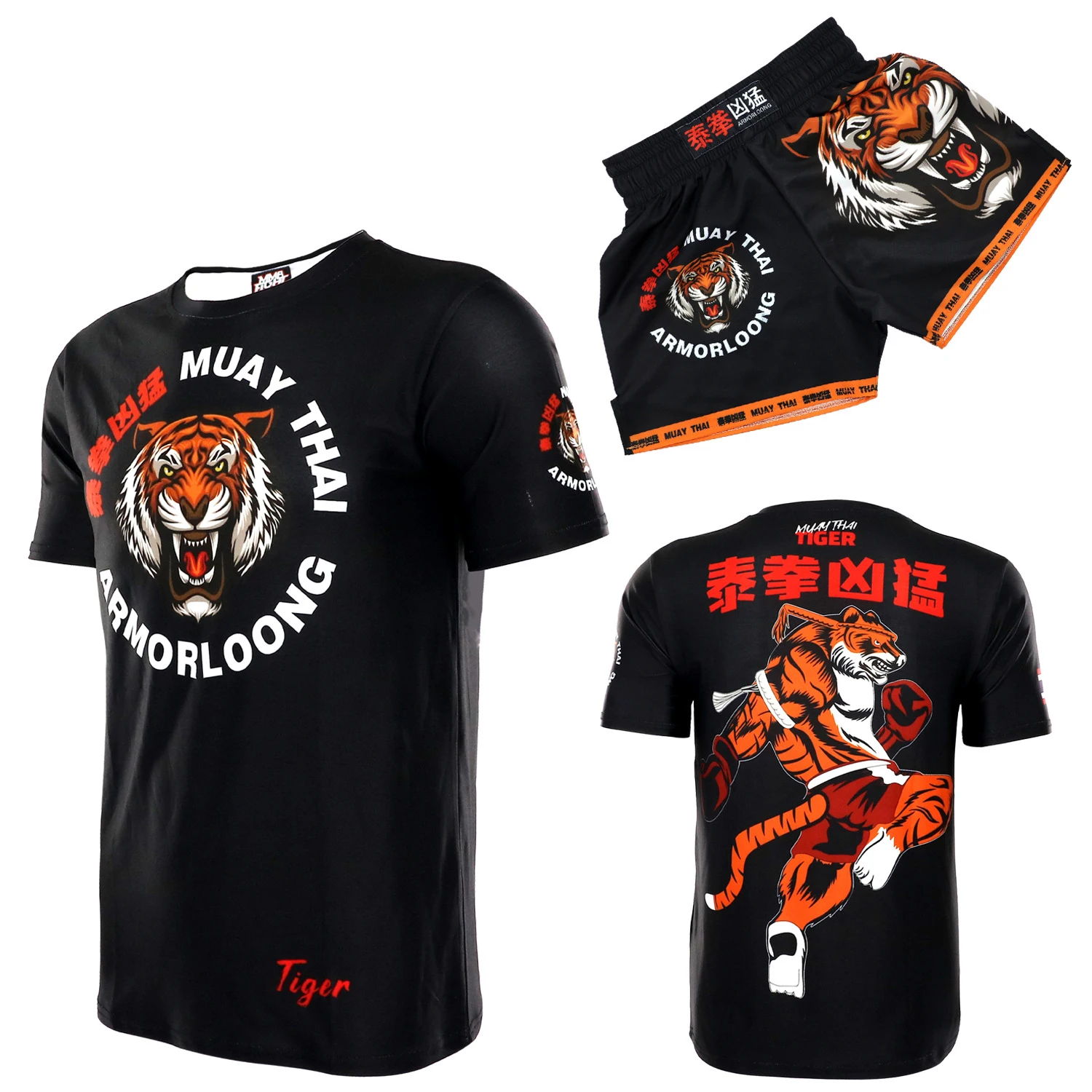 

Tiger Muay Thai Shorts T-Shirt Set MMA Bjj Rashguard Kid Men Women Gym Sport Fightwear Kickboxing Jerseys Boxing Training Shorts