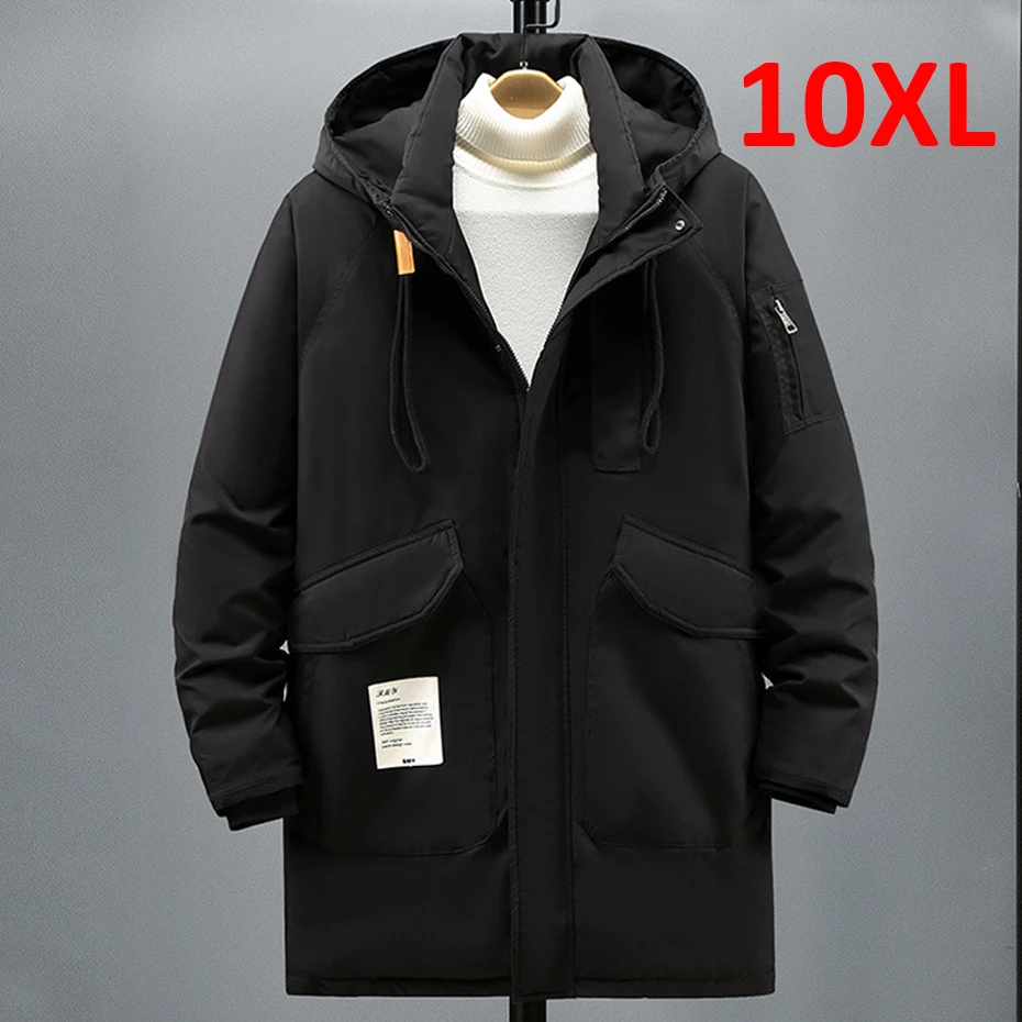 Plus Size 10XL Parkas Men Winter Thick Jacket Coat Fashion Casual Green Parka Male Black Jackets Big Size 10XL