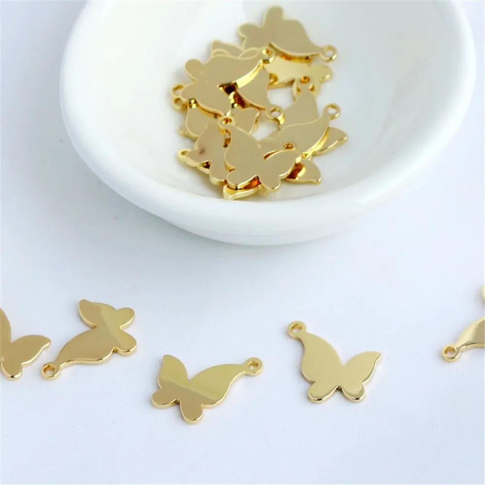 

14k bag gold color 13mm single hanging butterfly piece 0.9mm thick flat 13mm outside diameter pendant diy ornament accessories