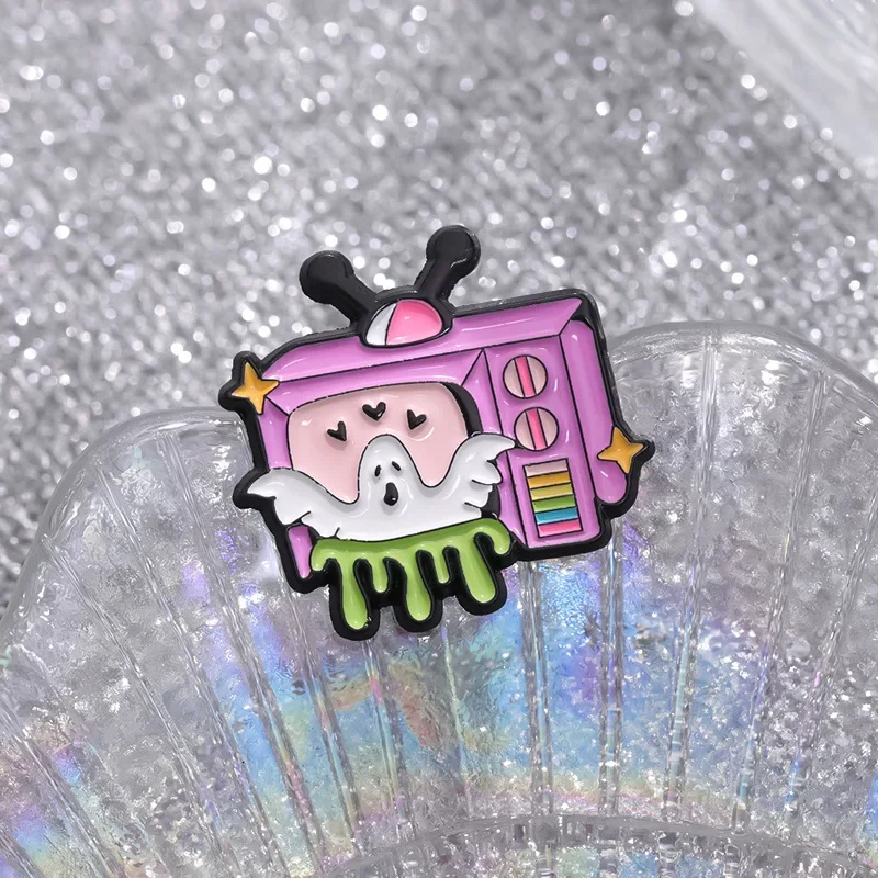 Цветная эмалированная булавка в виде мультяшного призрака для Хэллоуина