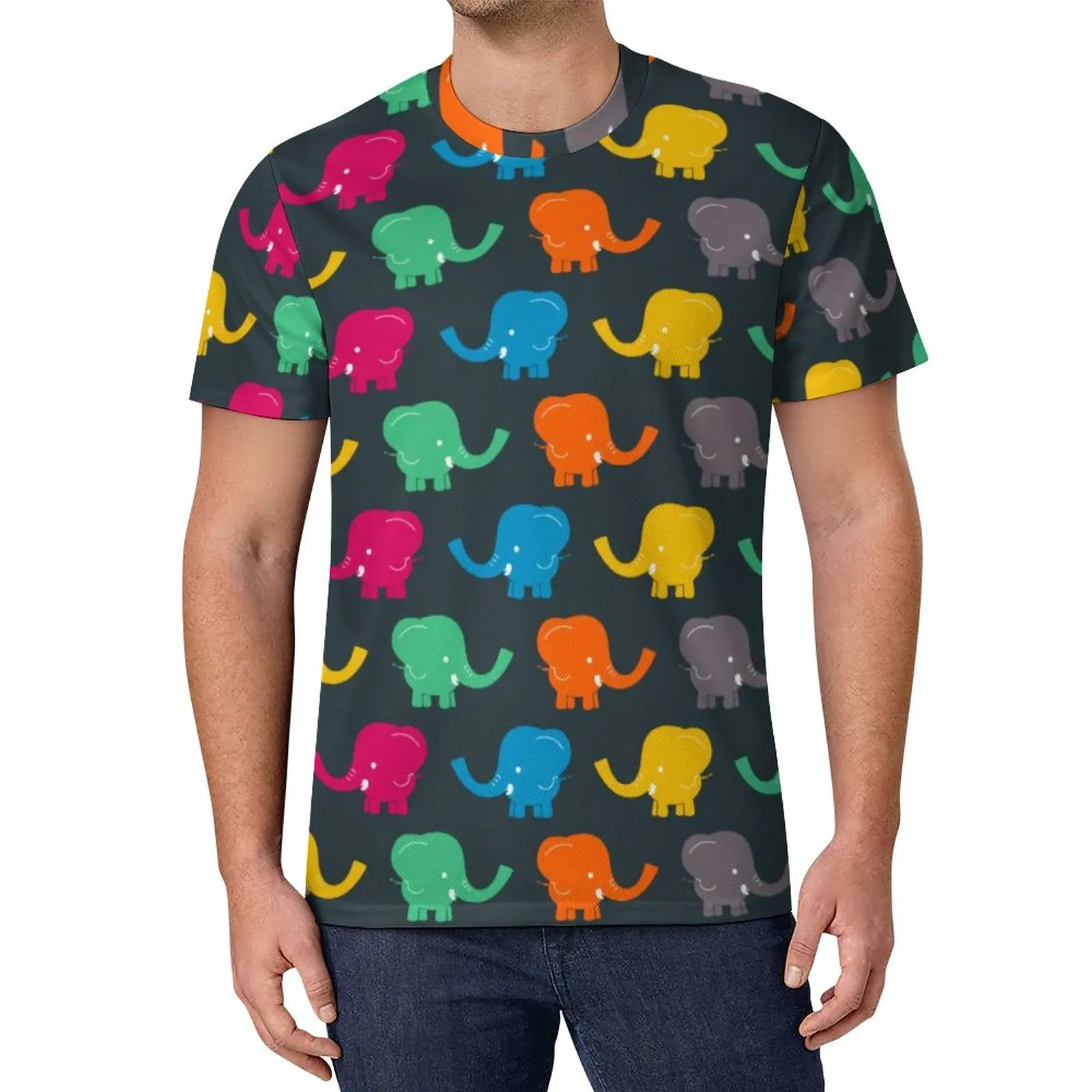 

Baby Elephant T Shirt Colorful Animal Print Vintage T Shirts Summer Pattern Tee Shirt Basic Tops Gift Idea