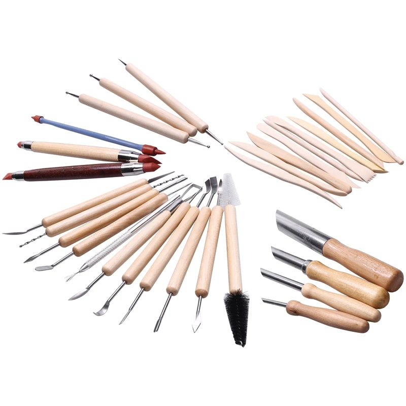 

31Pcs Arts Crafts Clay Sculpting Tools Set Carving Tool Kit Pottery & Ceramics Wooden Handle Modeling Clay Tools