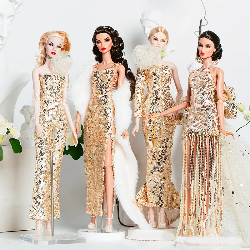 Европейский модный комплект золотых кружевных платьев для 30 см 1/6 аниме