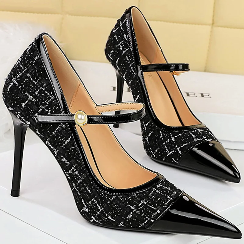 Туфли-лодочки BIGTREE женские туфли на высоком каблуке 9 5 см 7 с острым носком