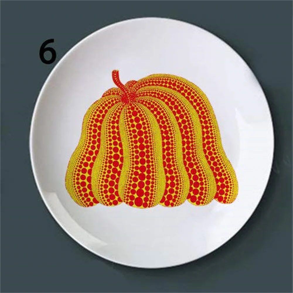 Декоративная подвесная тарелка в японском стиле с тыквой керамическая красочная